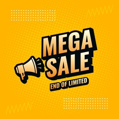 Mega sale yellow and black abstract sale banner template
