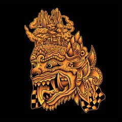 Barong balinese mask illustration