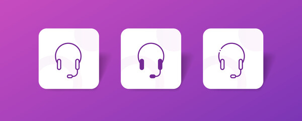 headset support service pixel perfect icon set bundle in line, solid, glyph, 3d gradient style