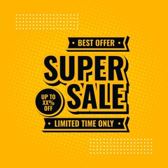 super sale yellow and black abstract sale banner template