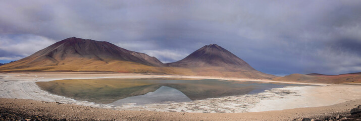 The stunning landscape of Licancabur Volcano and Laguna Verde, Salar de Uyuni, Bolivia