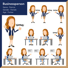 スーツ姿の女性ビジネスパーソンのイラスト	