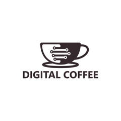 Digital coffee logo template design
