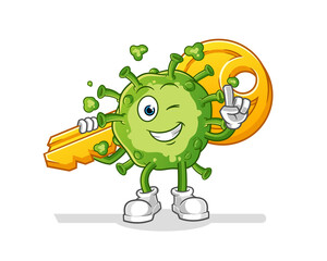 Obraz premium virus carry the key mascot. cartoon vector