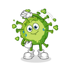 virus stretching character. cartoon mascot vector