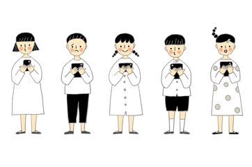 スマホ、タブレットを使う子供達