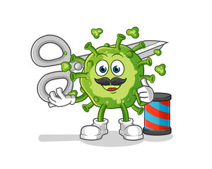 virus barber cartoon. cartoon mascot vector