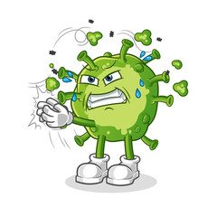 virus swat the fly character. cartoon mascot vector