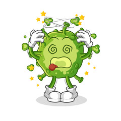 virus dizzy head mascot. cartoon vector