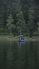 boat on the lake, canoe on lake