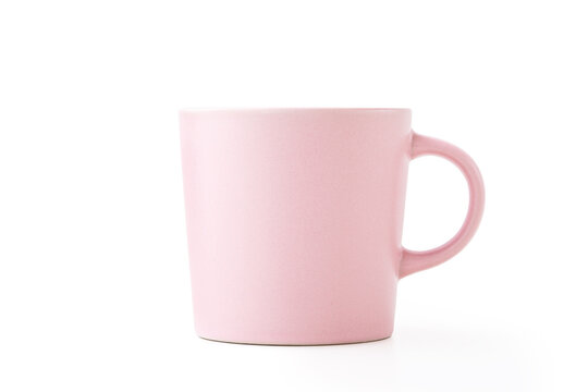 Pink mug isolated on white background