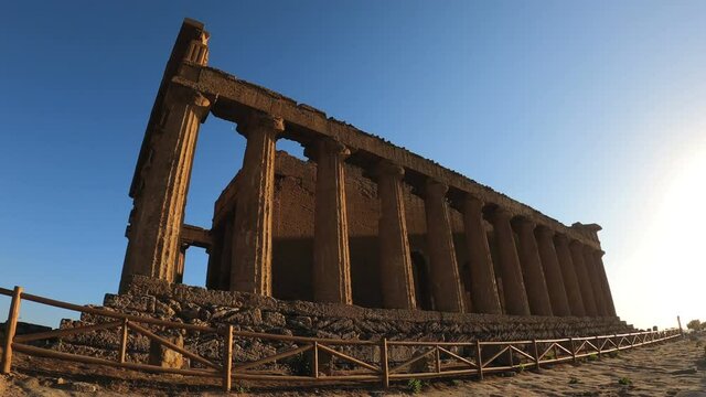 valley of the temples - steady cam on temple of Concorde famous sacre building