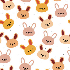 Seamless pattern with cute cartoon bunny for fabric print, textile, gift wrapping paper. colorful vector for kids, flat style