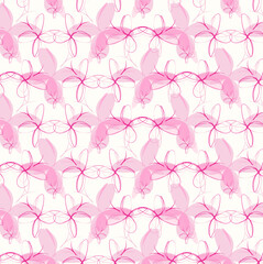 Abstract pink butterflies seamless vector pattern on a light background