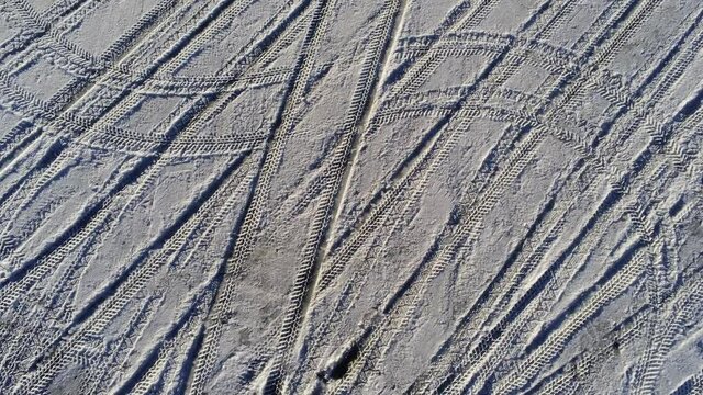 Tire tracks in snow 