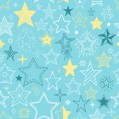 Hand Drawn Stars - Seamless Pattern