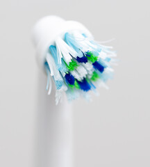 Round electric toothbrush. Bristles Close