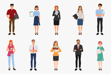 Obraz premium Business people portrait character pose set. 