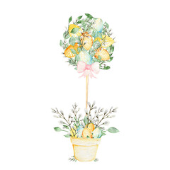 Watercolor Easter composition. Illustration on an isolated white background.