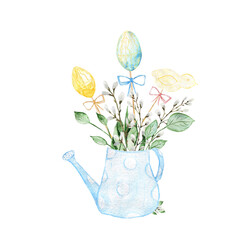 Watercolor Easter composition. Illustration on an isolated white background.