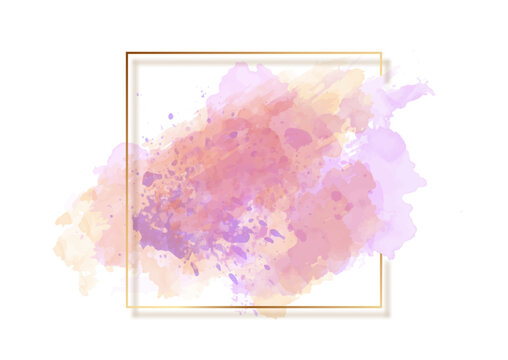 Watercolour background with gold border