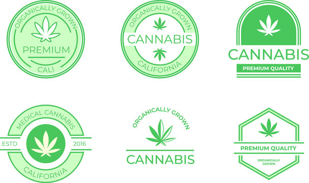 Set of cannabis minimalistic design lebels