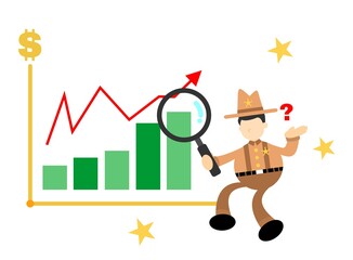 cowboy america and finance analysis money cartoon doodle flat design style vector illustration