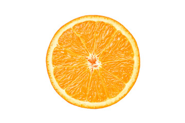 Front view of Orange slice isolated on white background. clipping path.
