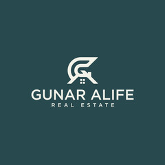 Obraz premium Letter G and A Vector Logo. Home Icon and Symbol. Real Estate Logo modern simple line design. Eps 10