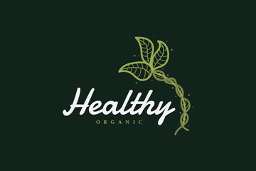 Abstract Leaf Logo Template with Line Concept in Green, Suitable for Beauty, Cosmetic, Health Care or Natural Product Logo