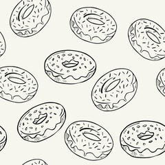 donuts seamless pattern background .Vector illustration in a doodle style for t-shirt and apparel