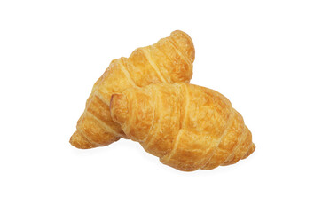 Fresh tasty croissants on white background. French pastry with clipping path