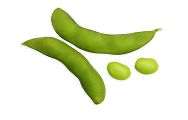 Edamame beans, Green soy beans on white background, japanese food
