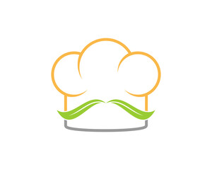 Chef hat with mustache from green leaf