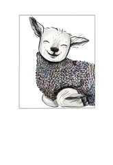 Illustration of smiling sheep with colorful wool 