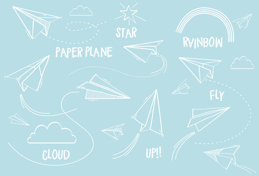 Doodle of Paper airplanes,Origami paper plane  , vector illustration