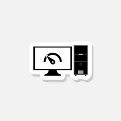 Slow PC icon. Computer Repair logo sticker