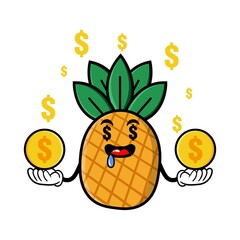 cute pineapple cartoon mascot character funny expression