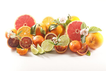 assorted of citrus fruit isolated on white background