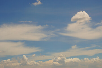 Nature blue sky with cloud - blue background material - cloudscape in summer sunny day