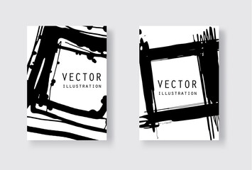 Black ink brush stroke on white background. Japanese style.