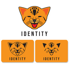 Cat or Cheetah face logo, cat face outline vector.