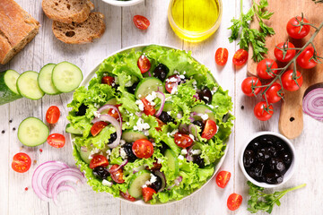 vegetable salad with cucumber,  tomato and olive
