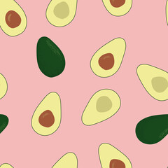 Vector avocado pattern. Simle style.