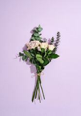 Top view of beautiful bouquet for 8 March and International Womens day