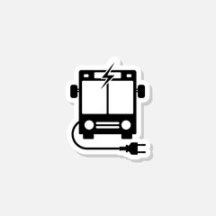 Electric bus sticker icon isolated on white background