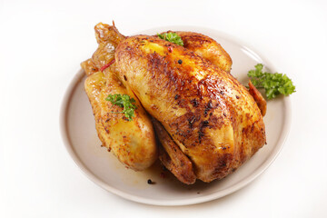 roasted chicken isolated on white background
