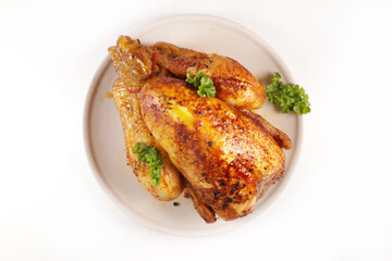 roasted chicken isolated on white background