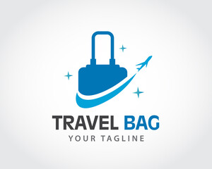 Travel bag airplane flight around logo symbol design illustration inspiration