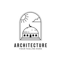 dome building architecture logo vector line art minimal illustration design
